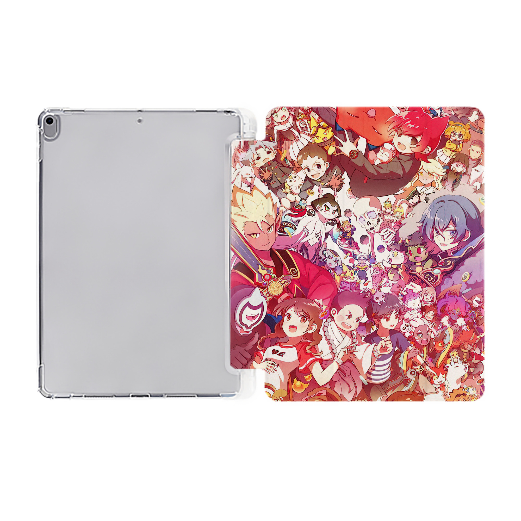 （画像用） 妖怪ウォッチ Yo-kai Watch IPad ケース ペン収納付き 三つ折りスタンド PUレザー×シリコン 対応機種9.5/10.5/10.9インチ